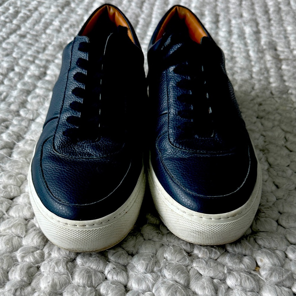 Mr P. Men’s Navy Leather Sneakers – Size 10.5 – Made in Italy